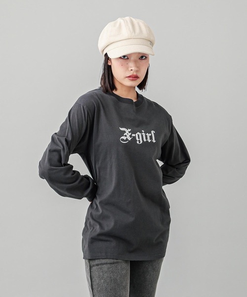 「X-girl」 長袖カットソー S チャコール レディース