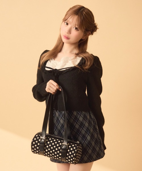 ✨最終価格✨ Bibiy .フリル付き黒ニットセーター KNIT｜Bibiy.