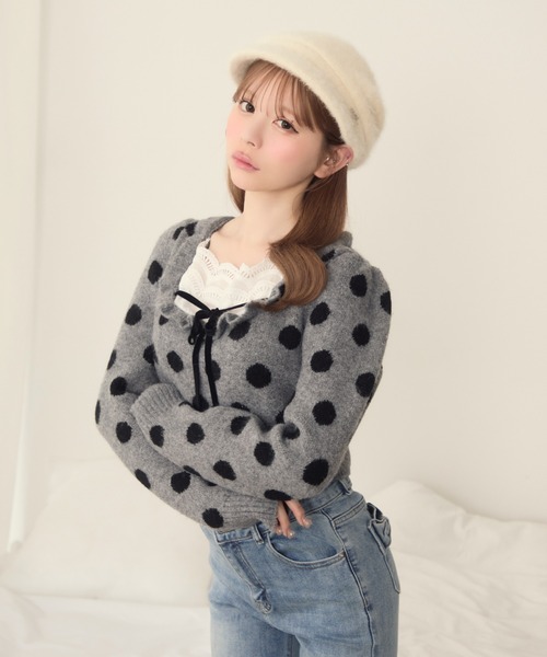 リボン付きフリルニットセーター zara リボンニット フリルニット リボン付きニットセーター｜Yahoo