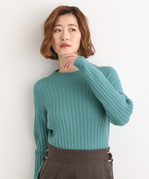 grove（グローブ） ニット セーター 「毛玉軽減／洗える」ミニケーブル