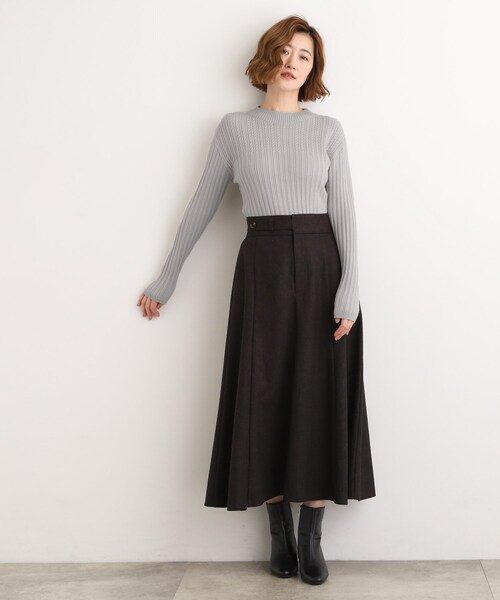 grove（グローブ） ニット セーター 「毛玉軽減／洗える」ミニケーブル