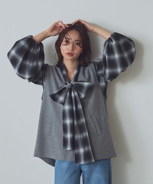 【新品タグ付】パーリーゲイツ　レディース　長袖　チェックシャツ　S グレー PEARLY GATES パーリーゲイツ 長袖シャツ ピンク×黒 ストライプ ボタン