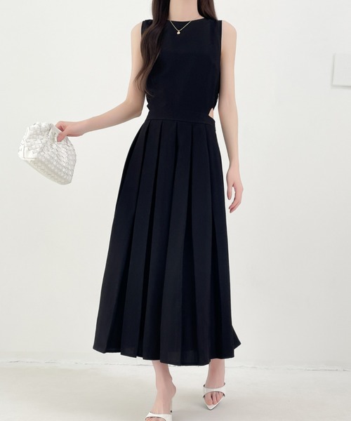 「ECLIN」 ノースリーブワンピース M チャコールグレー レディース_画像2