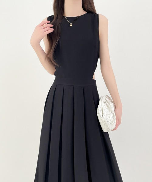 「ECLIN」 ノースリーブワンピース M チャコールグレー レディース_画像4