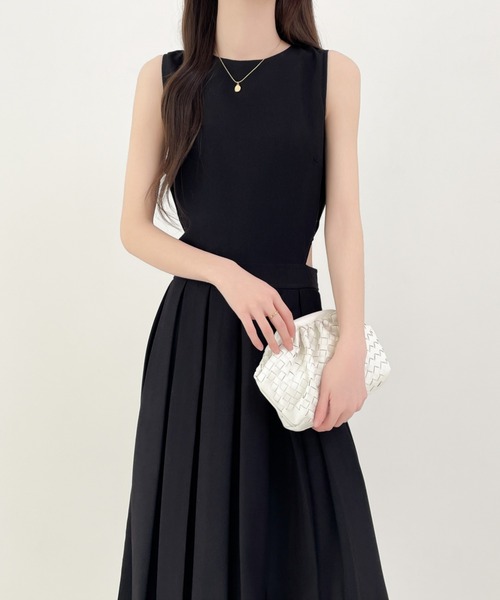 「ECLIN」 ノースリーブワンピース M チャコールグレー レディース_画像5