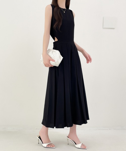 「ECLIN」 ノースリーブワンピース M チャコールグレー レディース_画像7