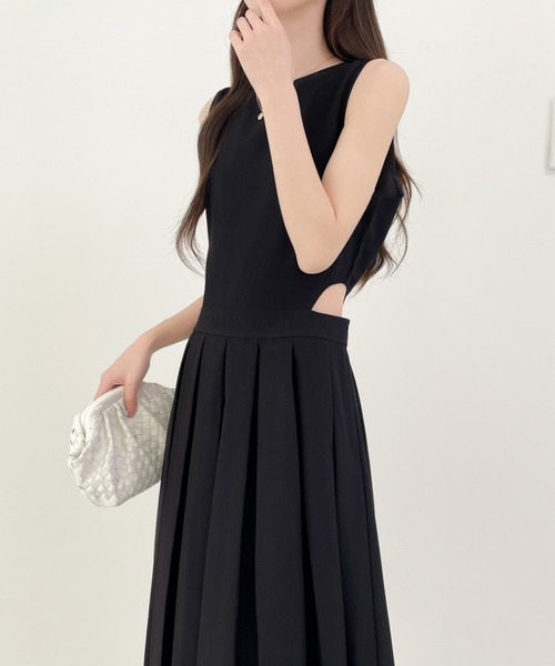 「ECLIN」 ノースリーブワンピース M チャコールグレー レディース_画像9