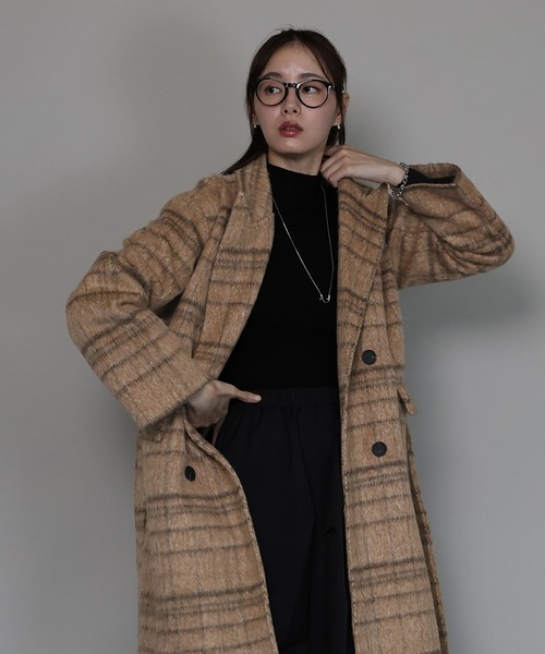 J by blue（ジェイバイブルー） ピーコート pコート チェックロング 