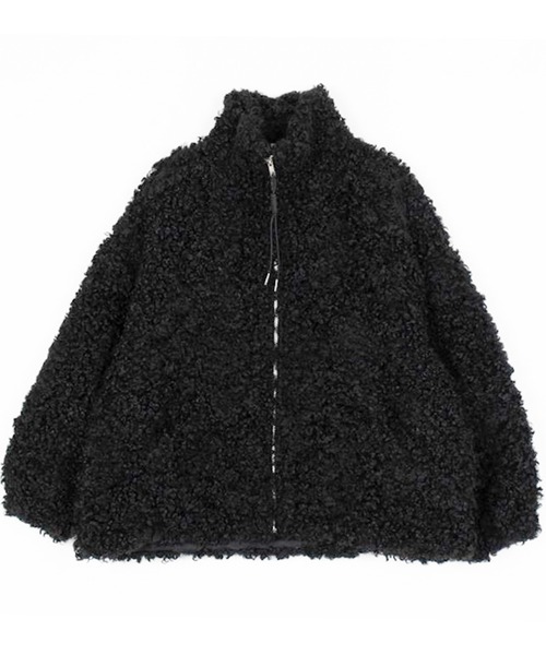 ジャケット ノーカラージャケット プードルファー ジップアップボア