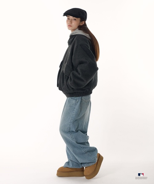 Perushu ブルゾン アウター × MLB ウールブレンドダブルポケット