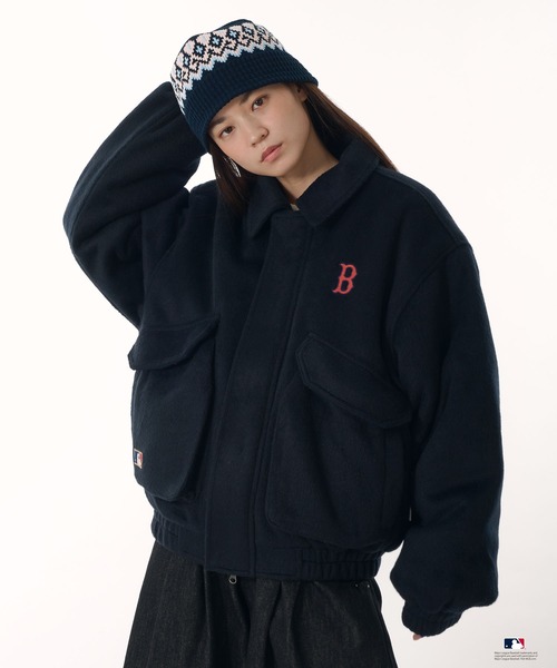 Perushu ブルゾン アウター × MLB ウールブレンドダブルポケット