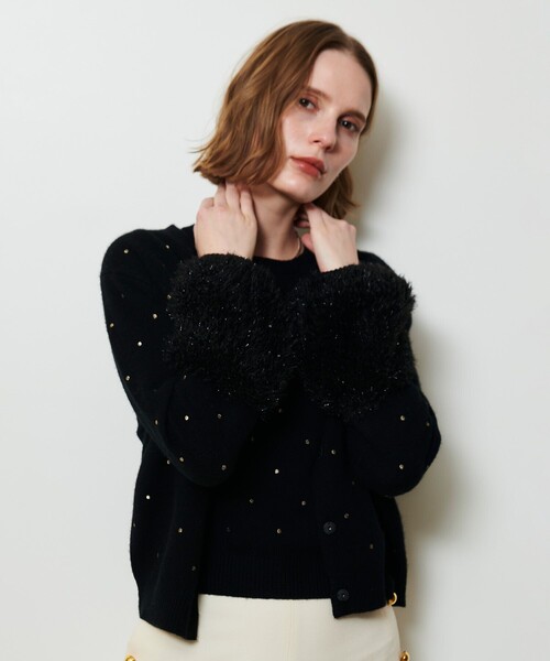 allureville 黒 カーディガン Mサイズ allureville(アルアバイル)｜シャギーニットカーディガン/ブラック の