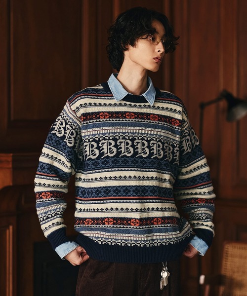 木*翔様 【bleme】3Dジャガード クラシック フェアアイル ウールニット Bleme セーター ニット 3Dジャガード クラシック フェアアイル ウール