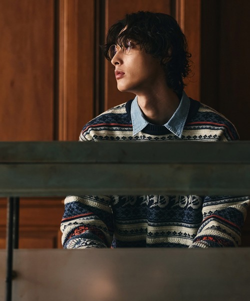 Bleme セーター ニット 3Dジャガード クラシック フェアアイル ウール