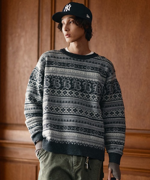 Bleme セーター ニット 3Dジャガード クラシック フェアアイル ウール
