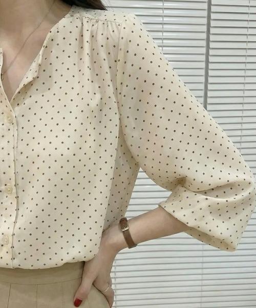 cammie ブラウス シャツ ドット柄ブラウス レディース : ZOZOTOWN 