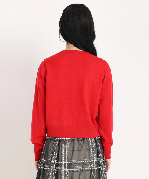 「STRAWBERRY-FIELDS」 ニットカーディガン 2 レッド レディース_画像3