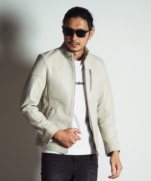 「RATTLE TRAP」 レザーブルゾン L ネイビー メンズ_画像4