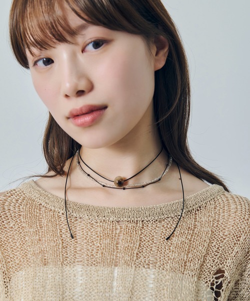GOLDY（ゴールディ） ネックレス ブラック スレッド レイヤード ビーズ 