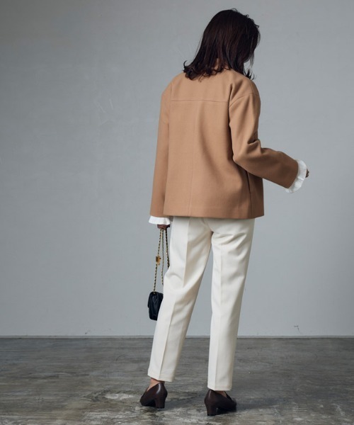 「Pierrot」 ノーカラーコート M キャメル レディース_画像4