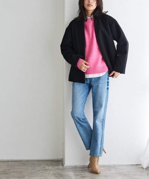 「Pierrot」 ノーカラーコート M キャメル レディース_画像8