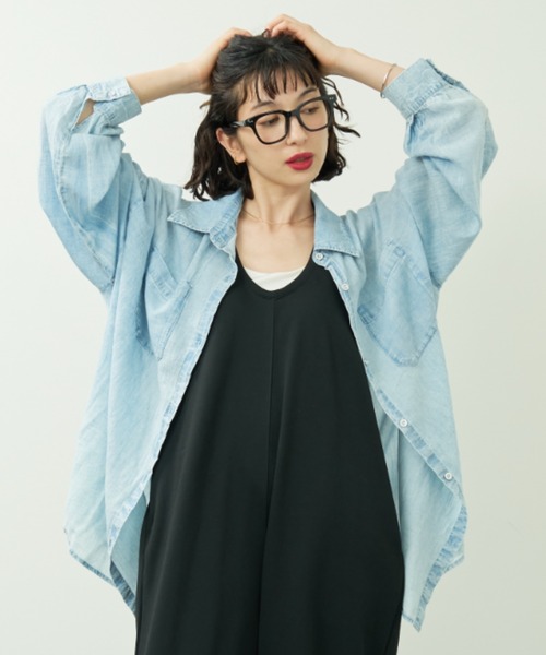 A.D.C.L. ブラウス シャツ 「UV・冷房対策に！」シアーデニム オーバー
