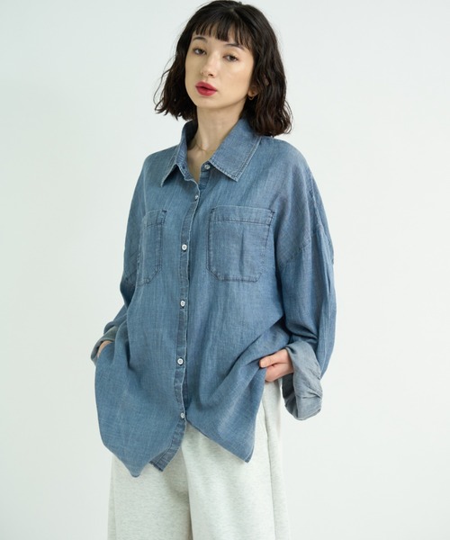A.D.C.L. uvカット ブラウス シャツ 「UV・冷房対策に！」シアーデニム