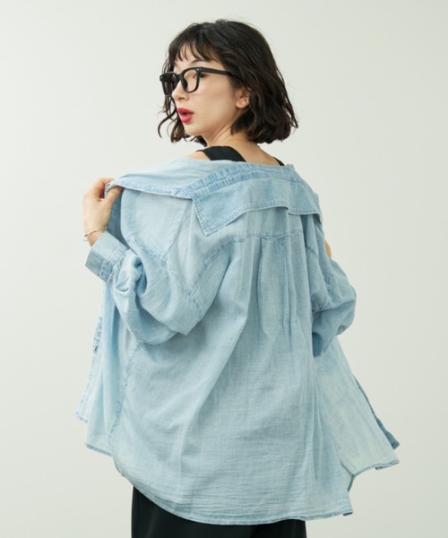 A.D.C.L. ブラウス シャツ 「冷房対策に！M〜4Lサイズ展開！」シアー