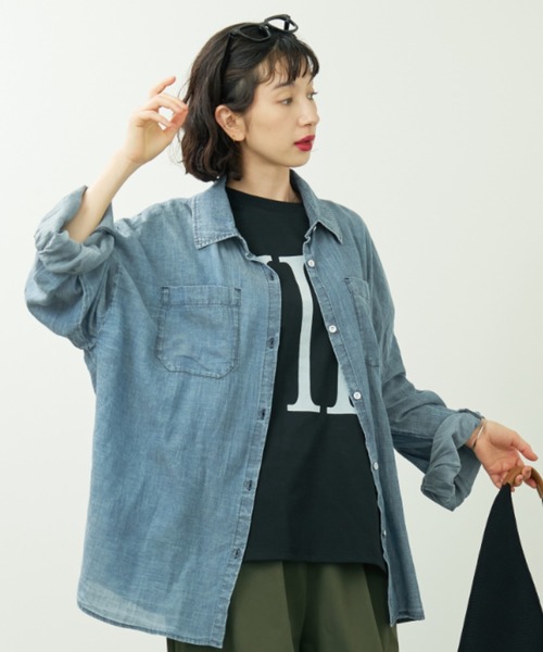 A.D.C.L. ブラウス シャツ 「冷房対策に！M〜4Lサイズ展開！」シアー