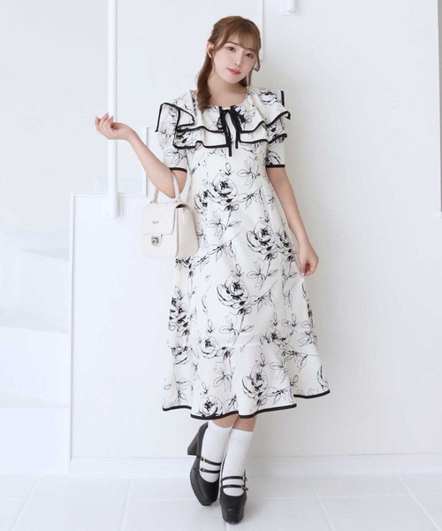 「TITTY&CO.」 半袖ワンピース M ベージュ レディース_画像8