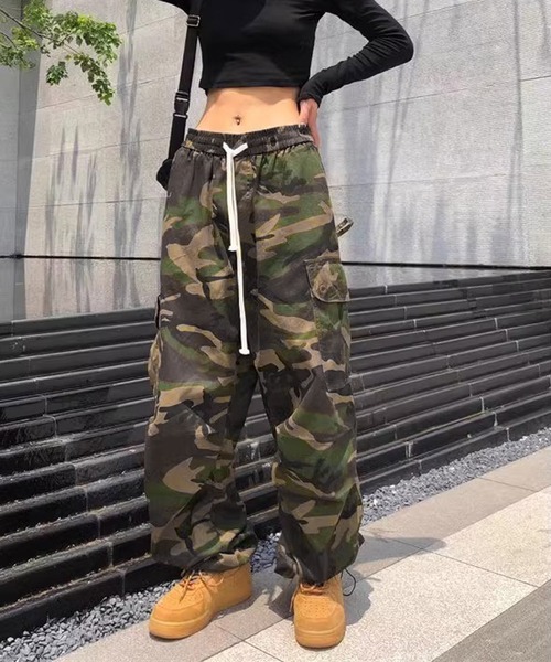 「MEMECLE」 カーゴパンツ M グリーン レディース_画像3