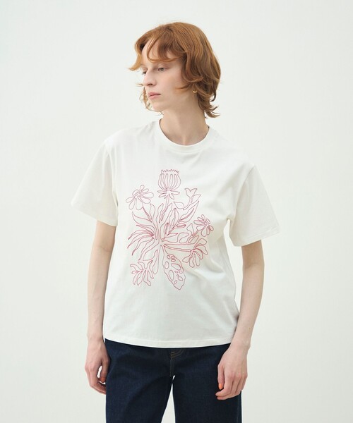 MACPHEE（マカフィー） uvカット tシャツ 半袖 ボタニカルエンブロイ