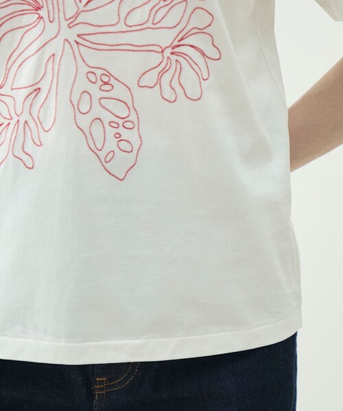 MACPHEE（マカフィー） tシャツ 半袖 ボタニカルエンブロイダリー T