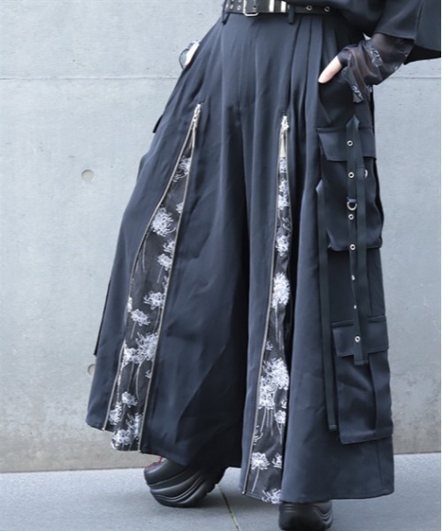 REZEN カーゴパンツ REZEN（リゼン） パンツ 彼岸花ジップカーゴ袴パンツ メンズ