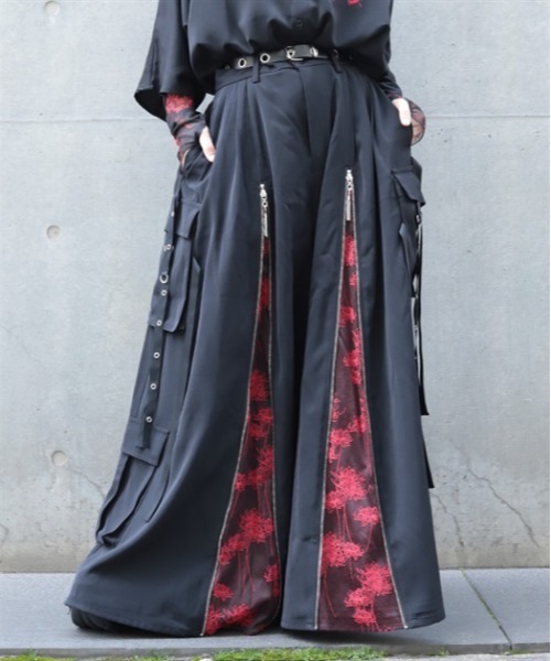 REZEN（リゼン） ワイドパンツ パンツ 彼岸花ジップカーゴ袴パンツ
