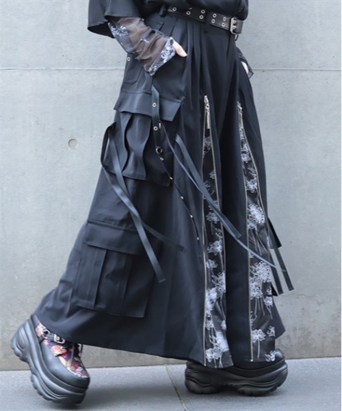 REZEN（リゼン） ワイドパンツ パンツ 彼岸花ジップカーゴ袴パンツ