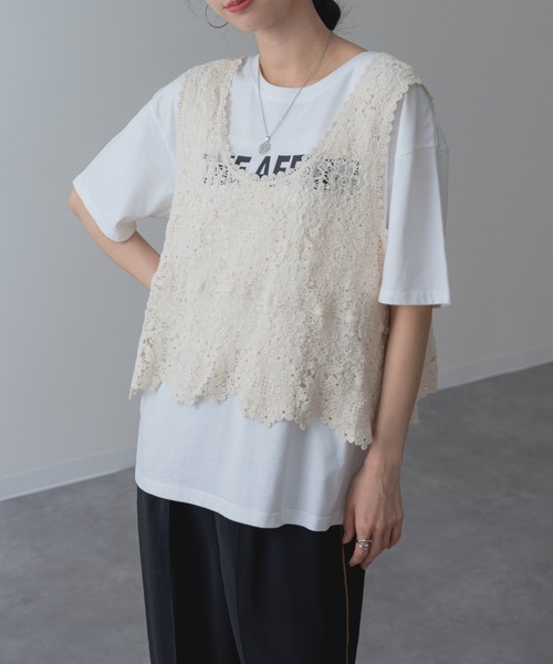 ベスト ジレ 「refinedworks」ショート 丈 の レースベスト レディース 