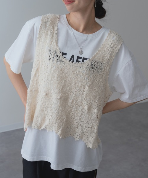 ベスト ジレ 「refinedworks」ショート 丈 の レースベスト レディース