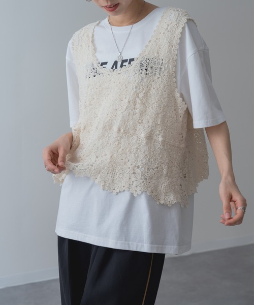 ベスト ジレ 「refinedworks」ショート 丈 の レースベスト レディース 