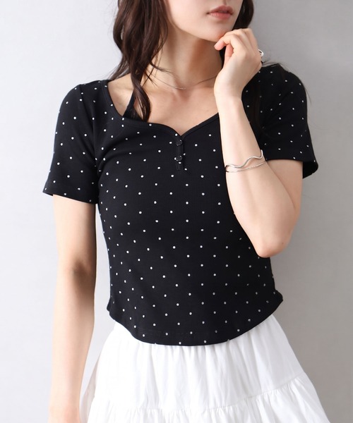 SpRay（スプレイ） tシャツ 半袖 テレコドットホルタートップス