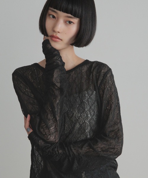 LOWRYS FARM（ローリーズファーム） tシャツ クシュクシュレースプル 