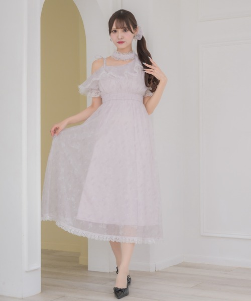 クチュールバイロジータ ワンピース 半袖 ワンショル花柄ロング