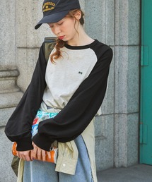 tシャツ ナンバリング刺繍ビッグラグランスリーブロングTシャツ