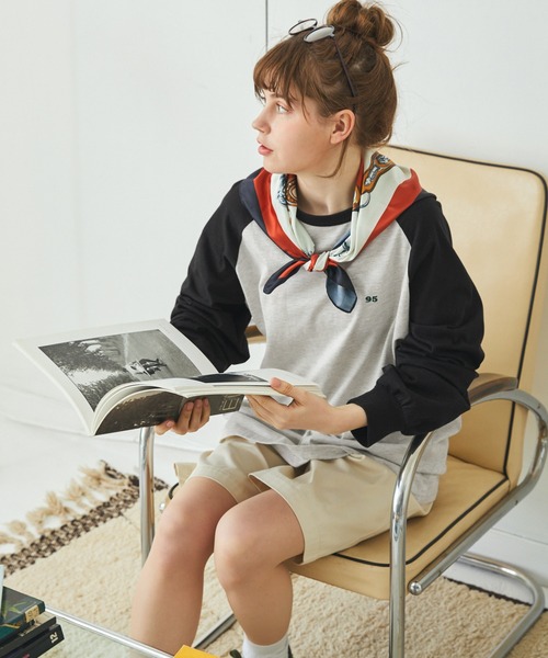 tシャツ ナンバリング刺繍ビッグラグランスリーブロングTシャツ