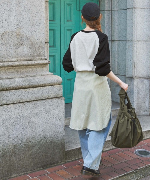 tシャツ ナンバリング刺繍ビッグラグランスリーブロングTシャツ