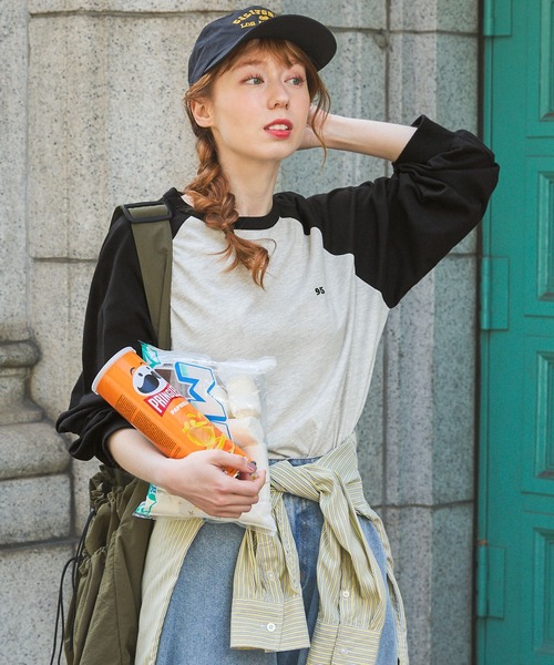 RRL ラグランスリーブ Tシャツ Lサイズ tシャツ ナンバリング刺繍ビッグラグランスリーブロングTシャツ