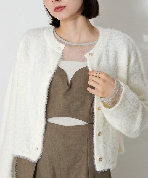 ニット セーター クロップドシャギーニットカーディガン MO33N07 レディース MISCH MASCH ニット セーター クロップドシャギーニット