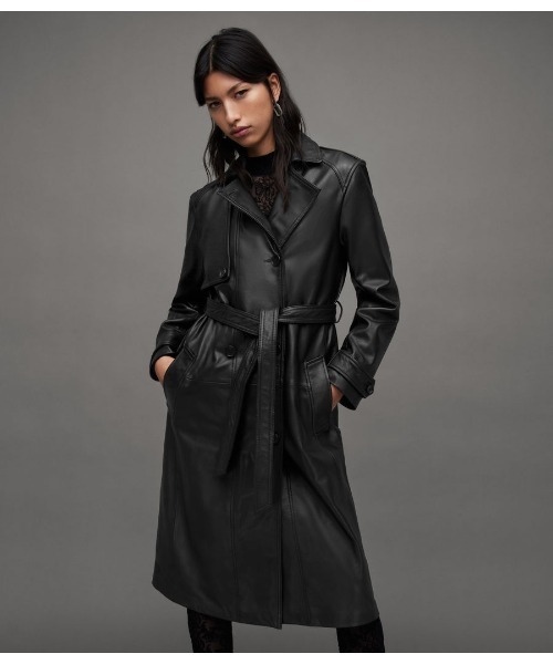 maxi leather trench coat レザートレンチコート