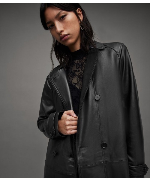トレンチコート　OKENA ダブル ブレスト レザー allsaints OKENA DOUBLE BREASTED LEATHER TRENCH COAT | OKENA ダブル