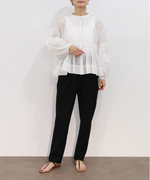 ブラウス シャツ 「MONN.:. （モン）」チノシャツ レディース Marilyn Moon ブラウス シャツ タックテクニックシアーコットン